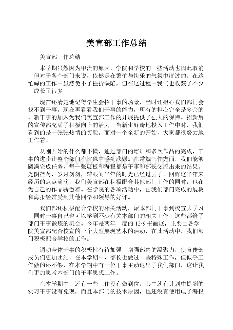 美宣部工作总结Word格式.docx