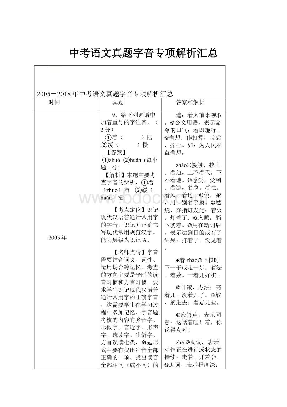 中考语文真题字音专项解析汇总.docx