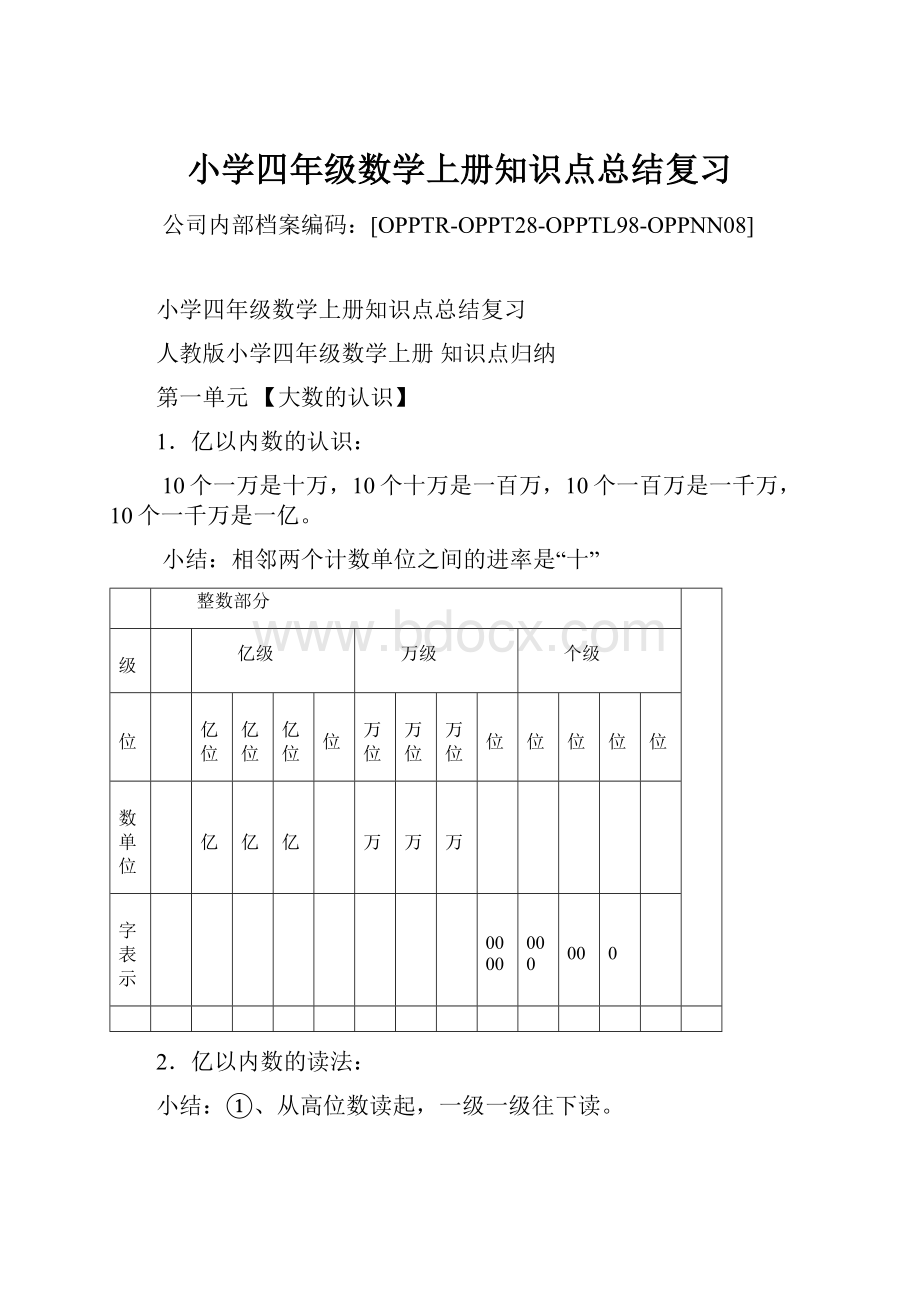 小学四年级数学上册知识点总结复习.docx_第1页