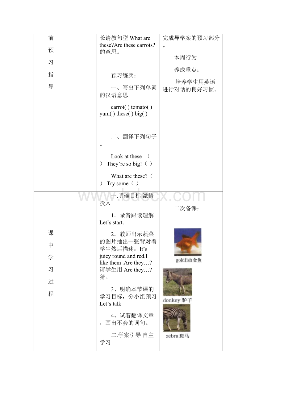 新版小学英语四年级下册导学案Unit4Atthefarm文档格式.docx_第2页