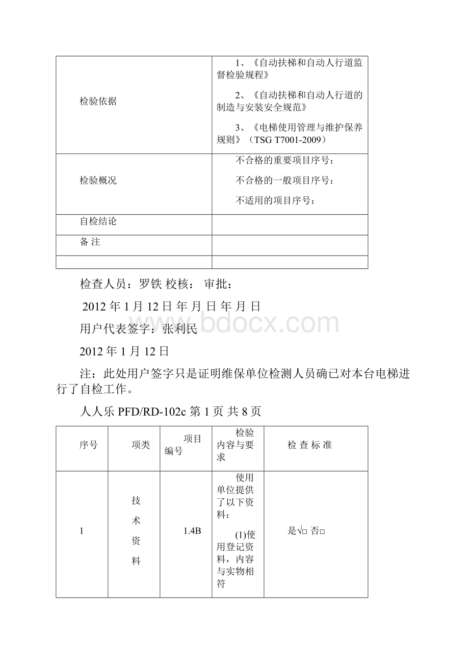 23自动扶梯和自动人行道维护保养自行检Word文档下载推荐.docx_第2页