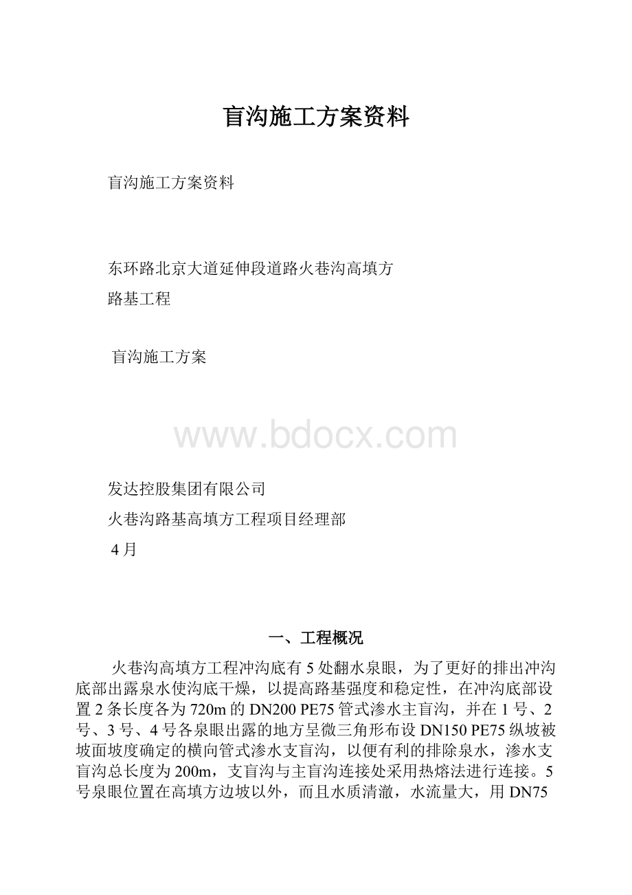 盲沟施工方案资料Word格式.docx