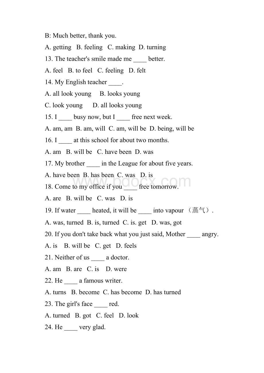 中考英语系动词练习题附答案Word文档下载推荐.docx_第2页