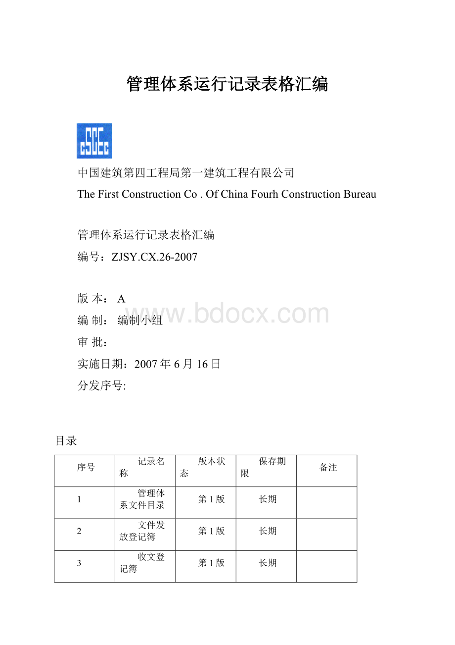 管理体系运行记录表格汇编Word下载.docx