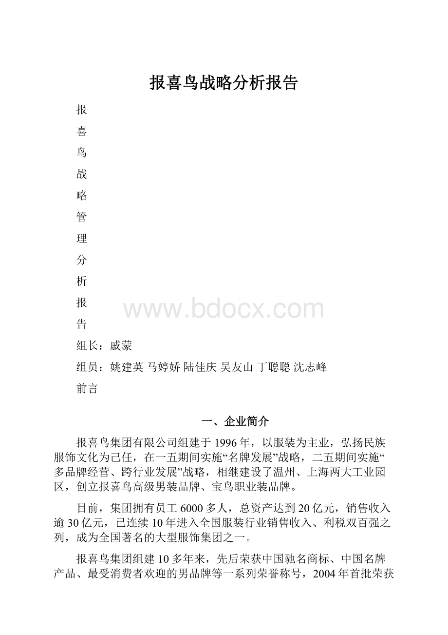 报喜鸟战略分析报告.docx_第1页