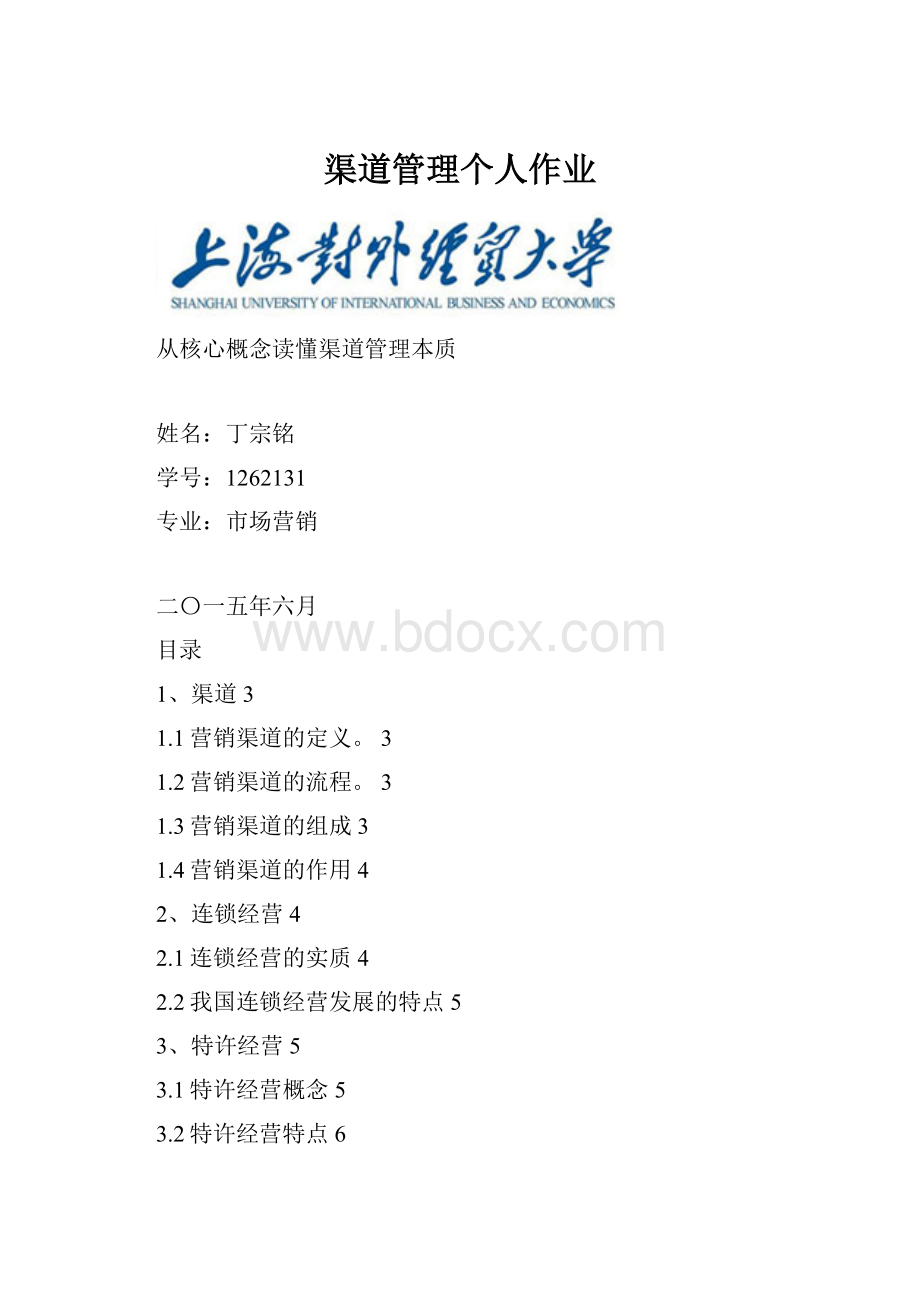 渠道管理个人作业Word文档下载推荐.docx