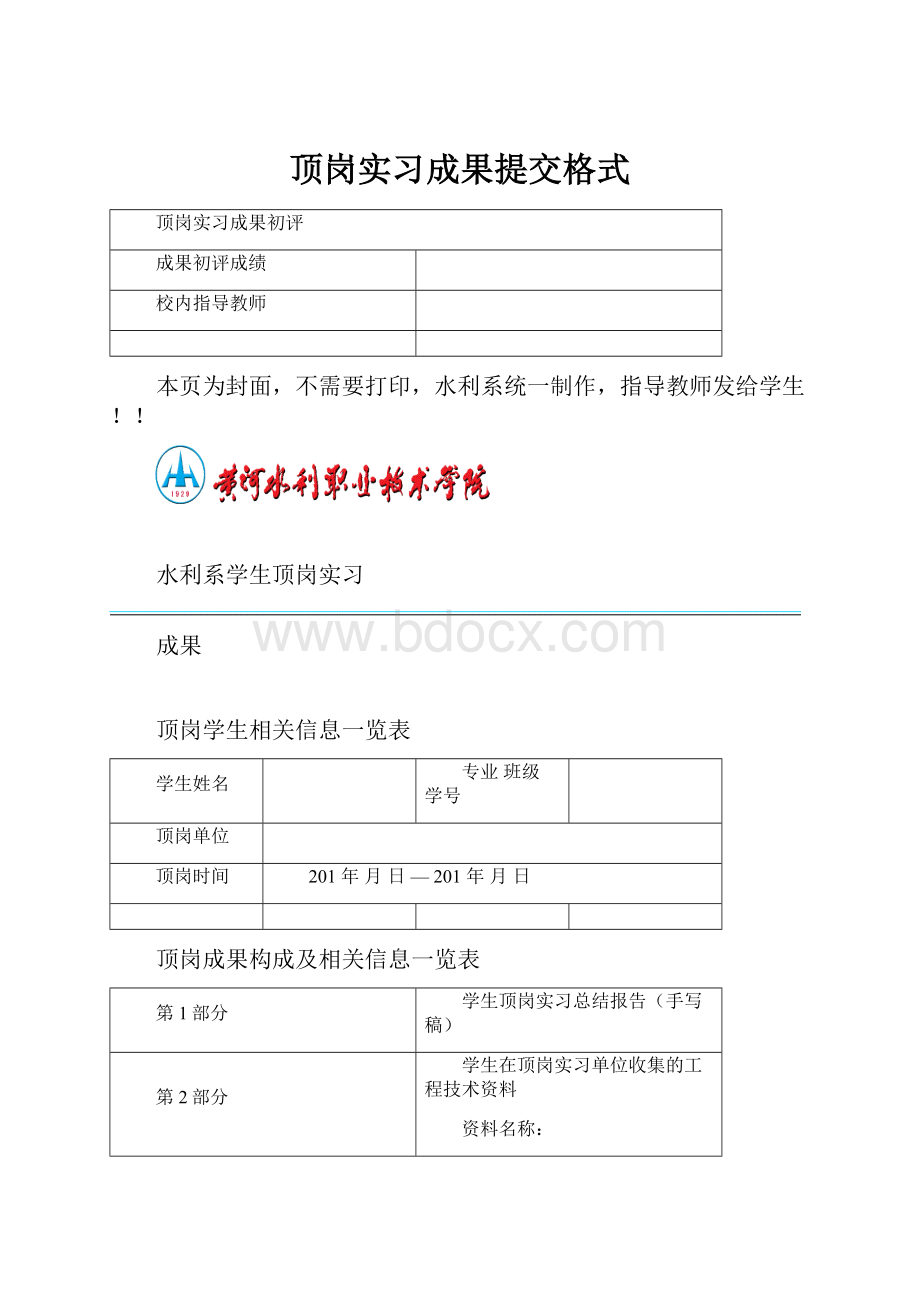 顶岗实习成果提交格式Word文档格式.docx