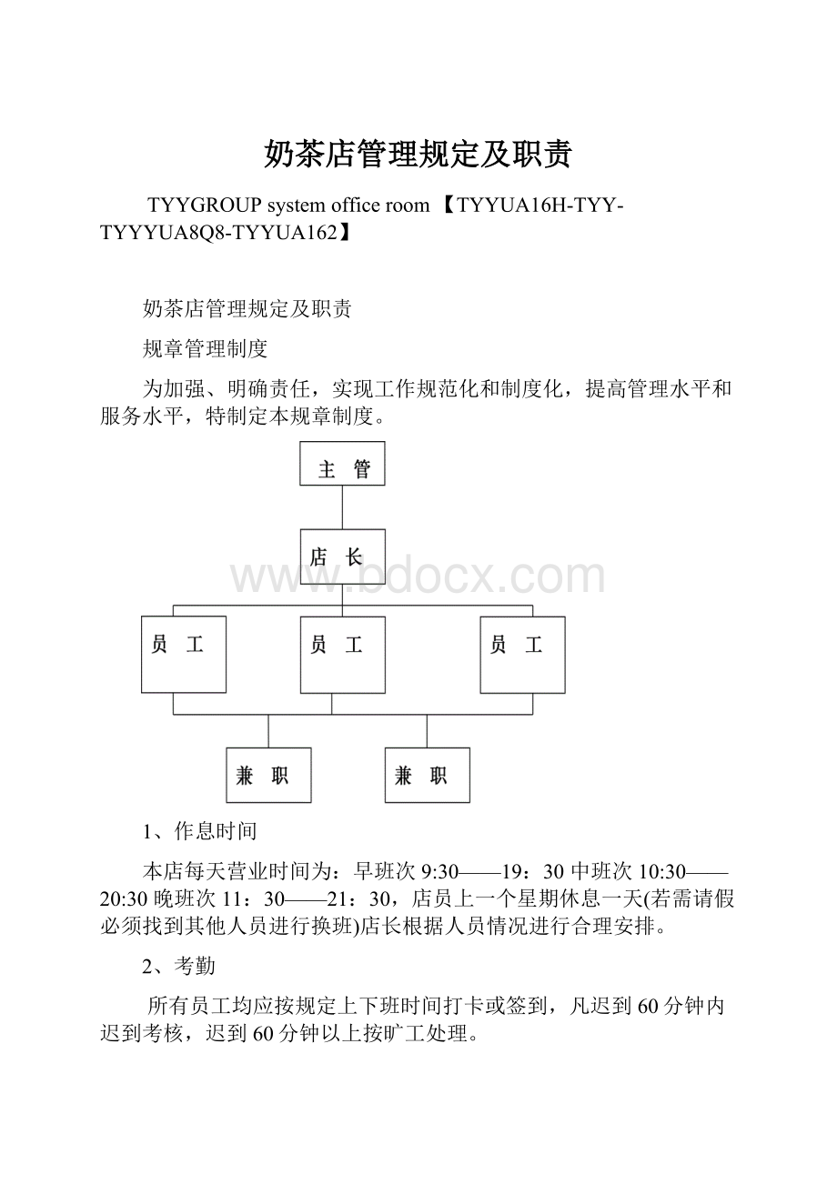 奶茶店管理规定及职责.docx