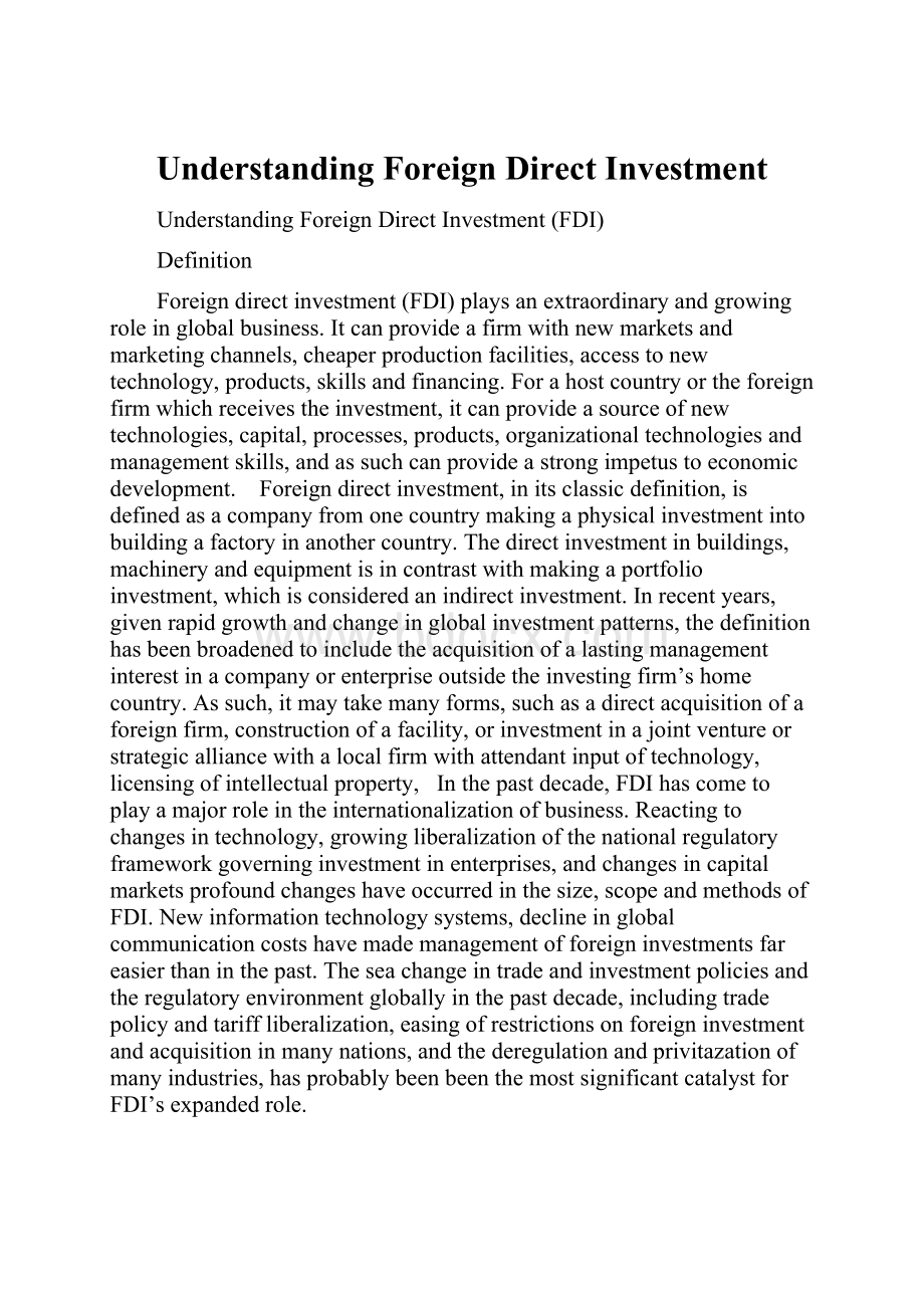 Understanding Foreign Direct Investment.docx