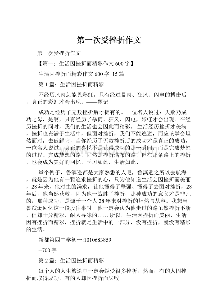 第一次受挫折作文Word格式文档下载.docx