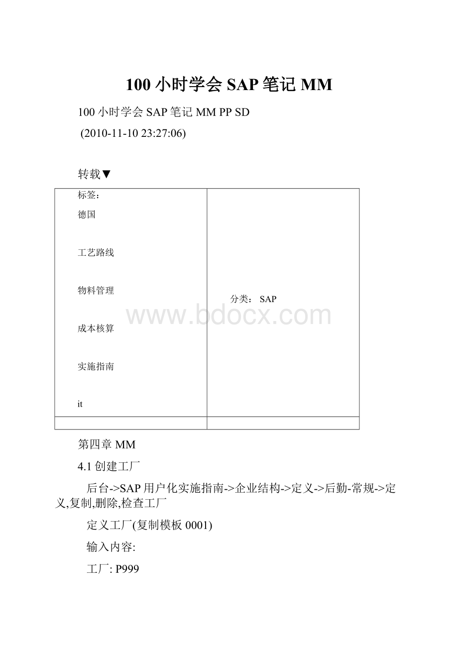 100小时学会SAP笔记MMWord下载.docx_第1页