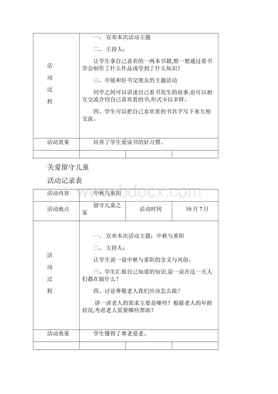 关爱留守儿童活动记录度.docx_第2页