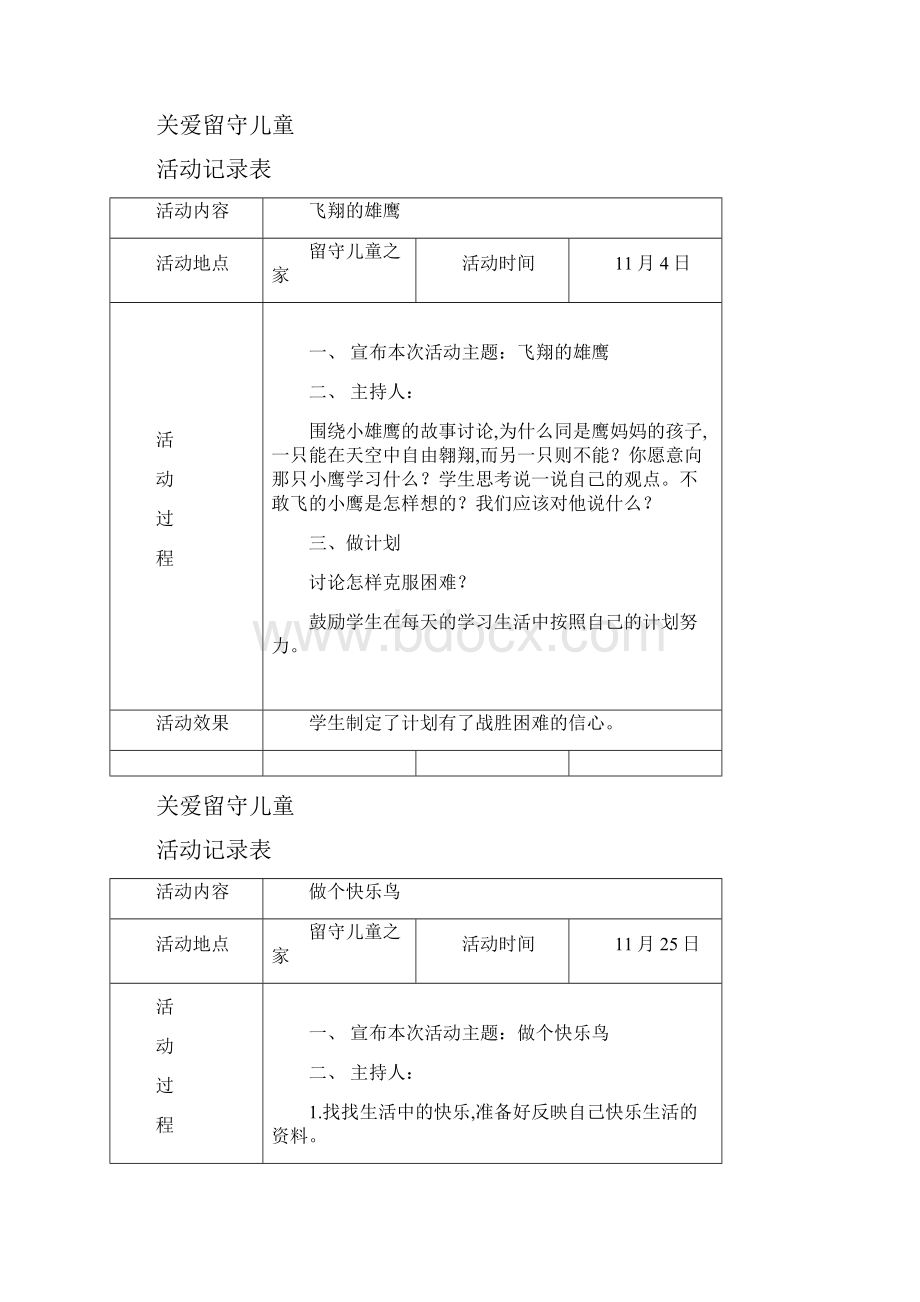 关爱留守儿童活动记录度.docx_第3页