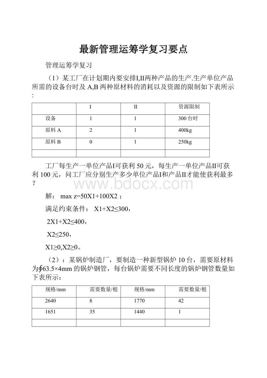 最新管理运筹学复习要点.docx_第1页