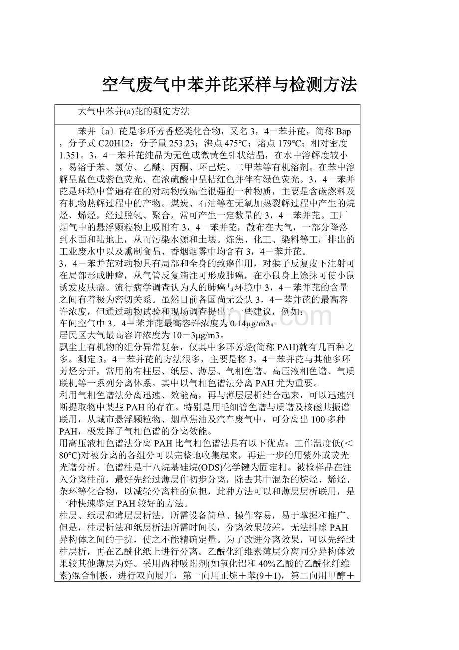 空气废气中苯并芘采样与检测方法.docx