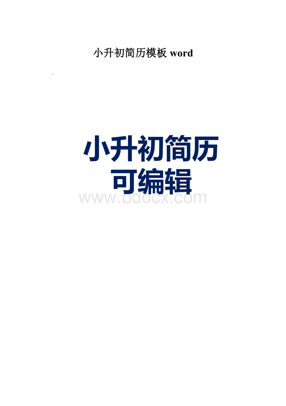 小升初简历模板wordWord格式文档下载.docx