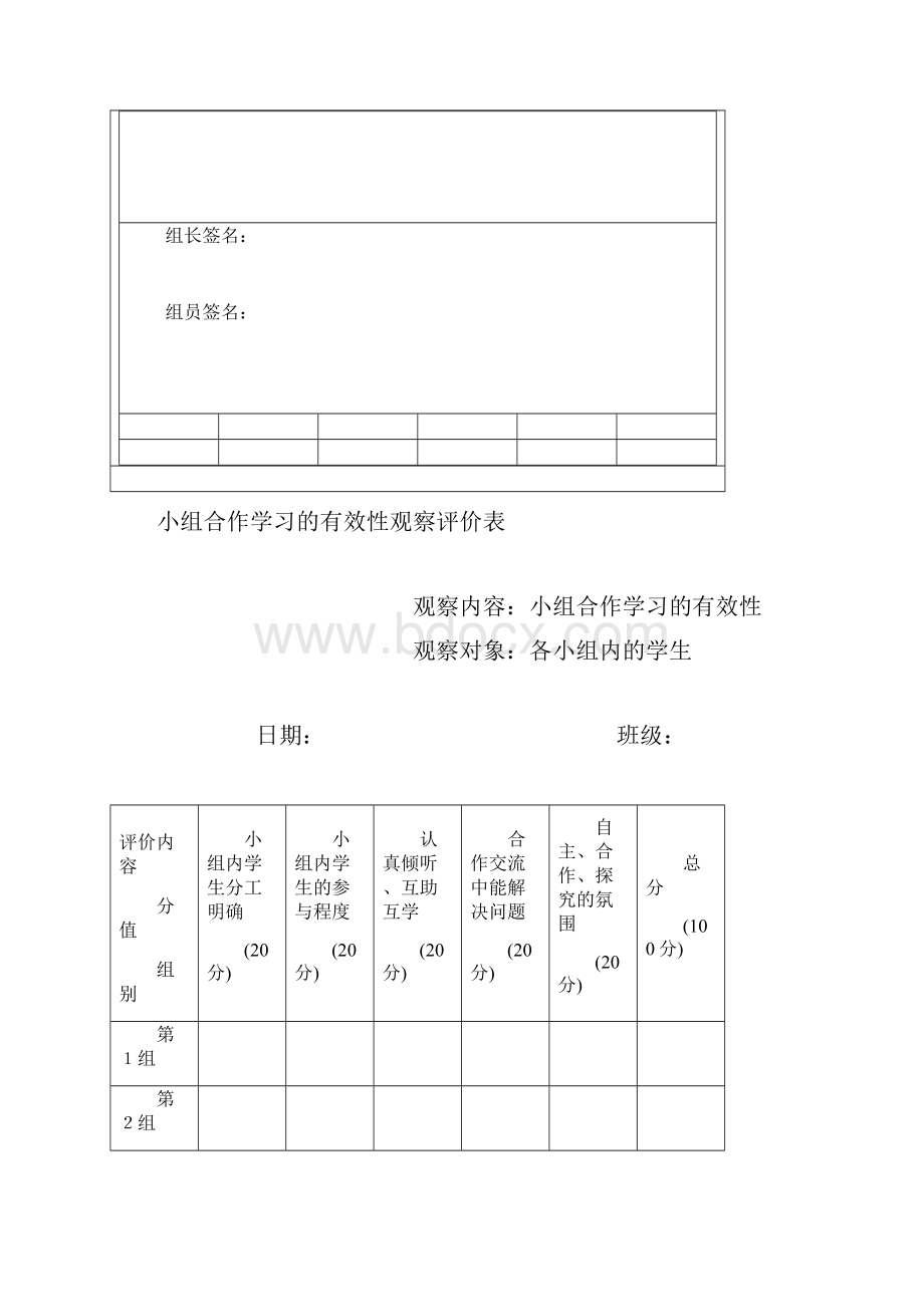 小组合作学习评价与衡量表Word下载.docx_第3页