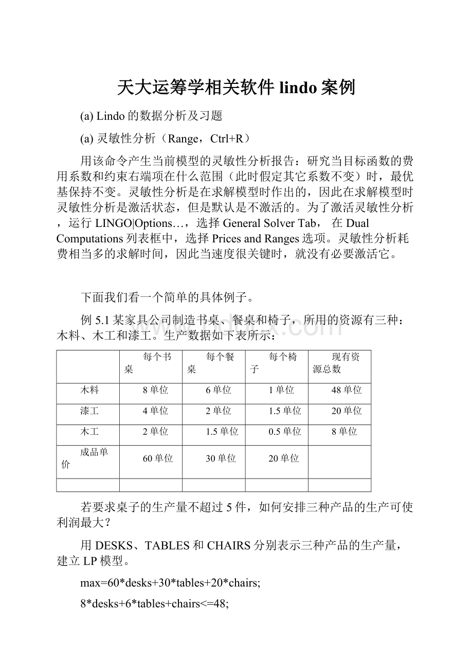 天大运筹学相关软件lindo案例.docx_第1页