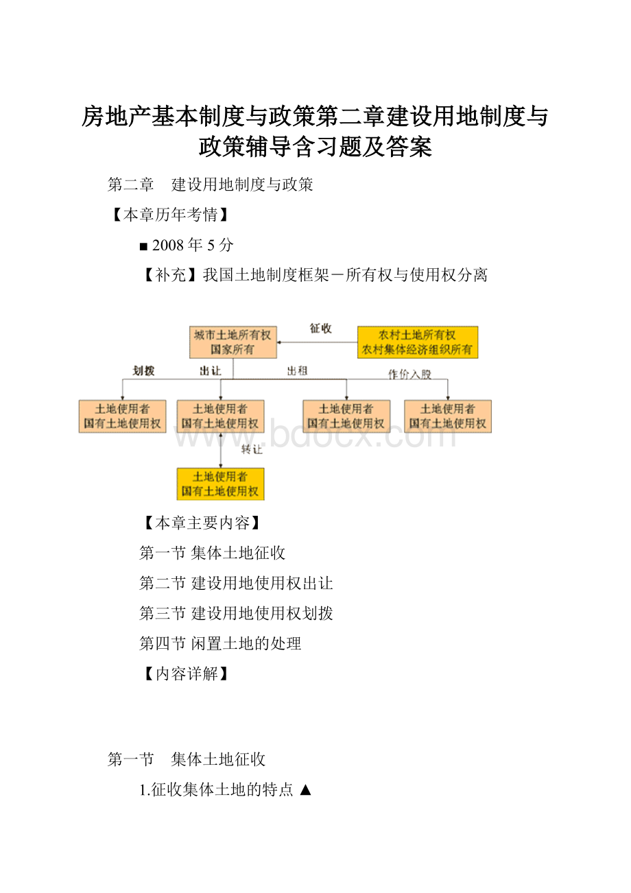 房地产基本制度与政策第二章建设用地制度与政策辅导含习题及答案.docx