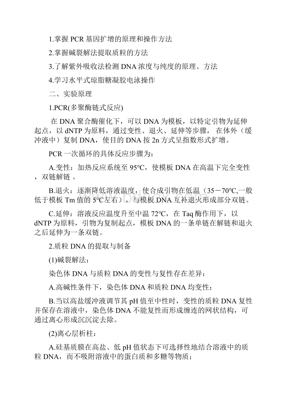 质粒DNA测定实验报告Word文档下载推荐.docx_第2页