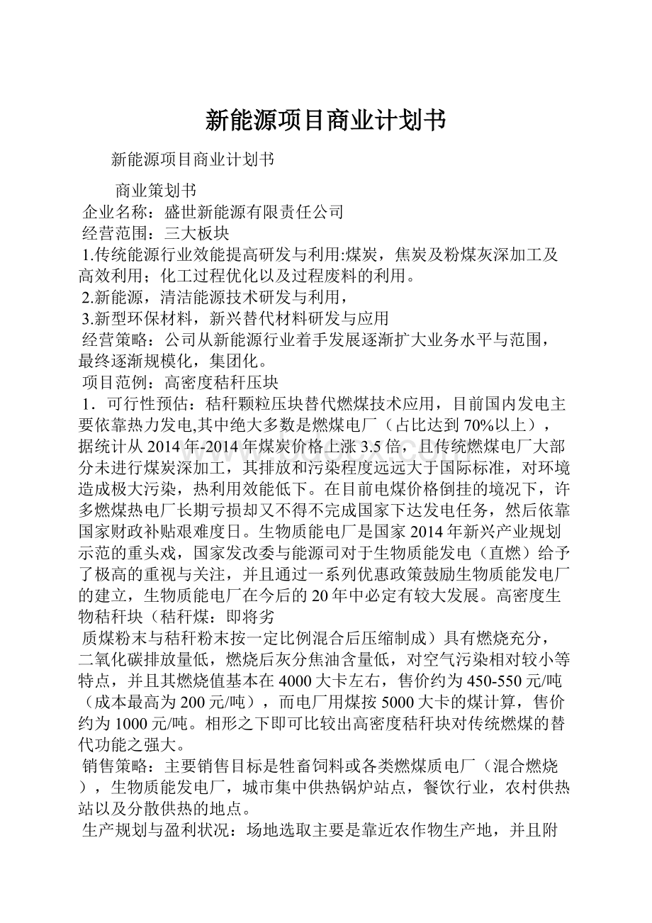 新能源项目商业计划书.docx