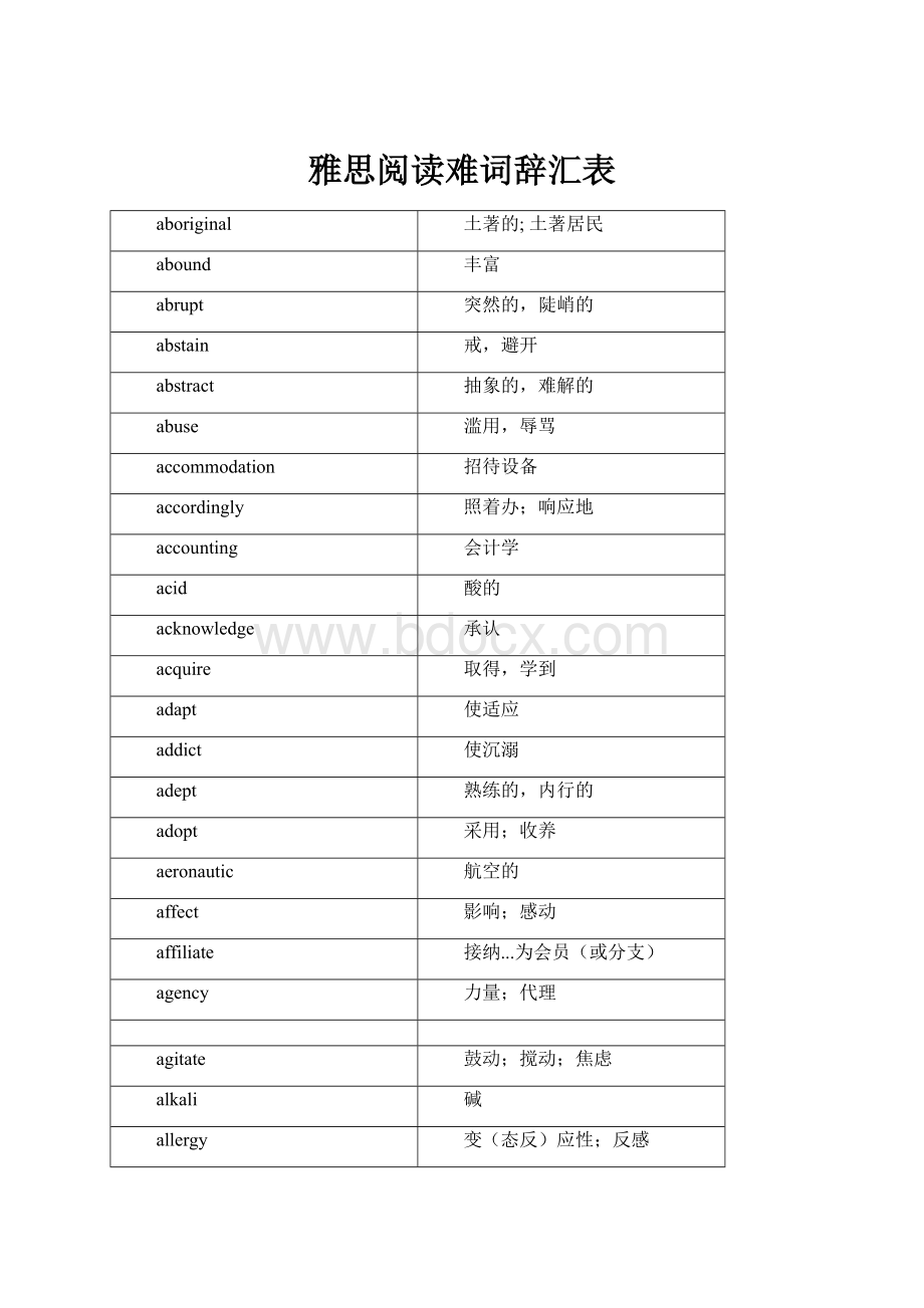 雅思阅读难词辞汇表Word格式文档下载.docx