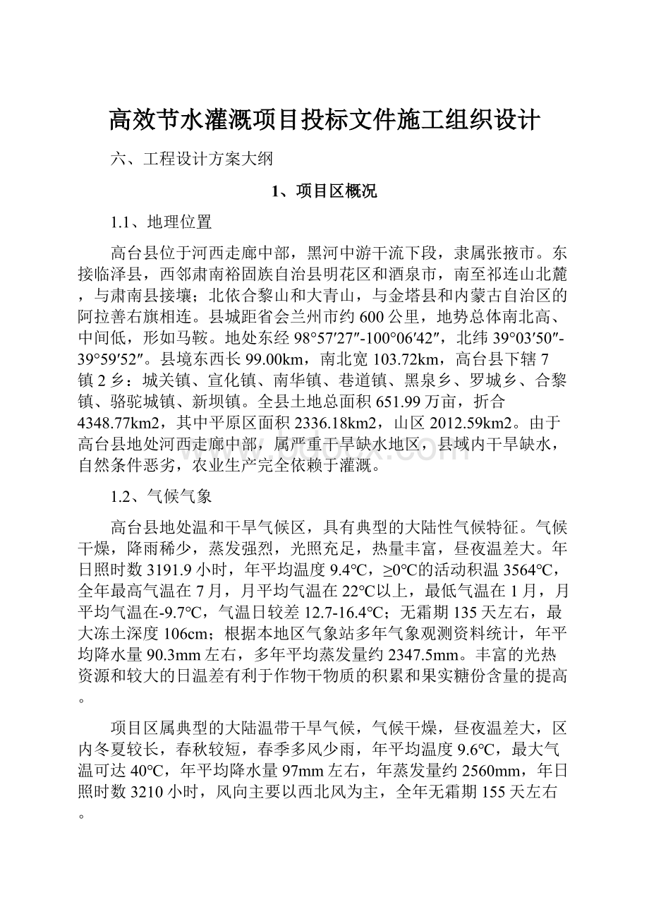 高效节水灌溉项目投标文件施工组织设计.docx_第1页