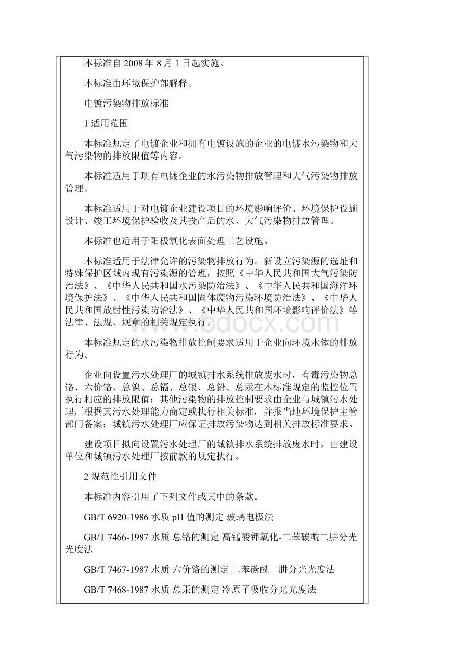 电镀污染物排放标准GB21900Word文件下载.docx_第2页