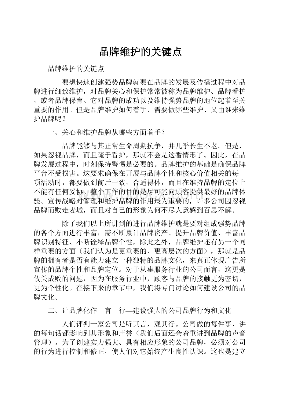 品牌维护的关键点.docx