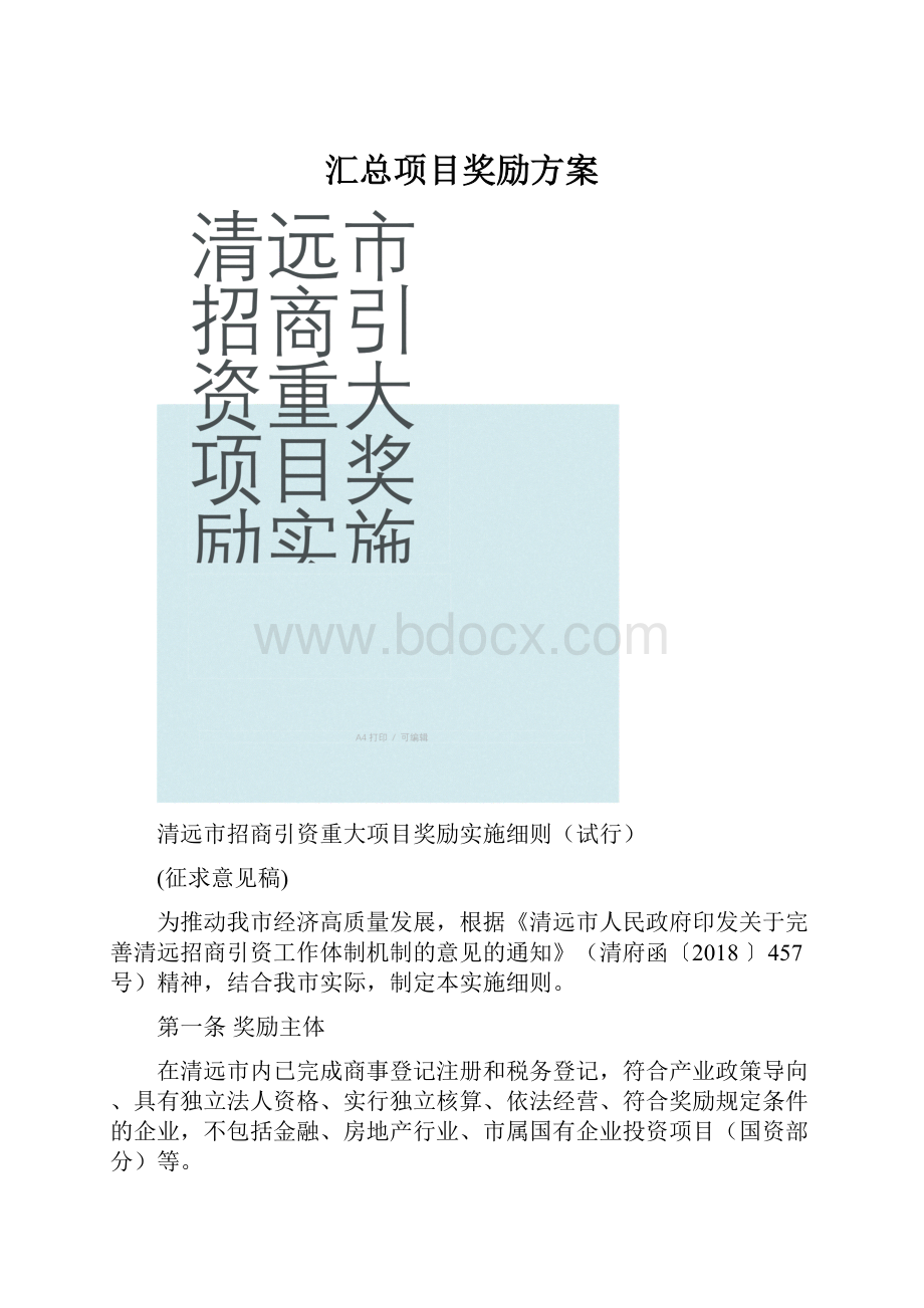 汇总项目奖励方案Word格式文档下载.docx