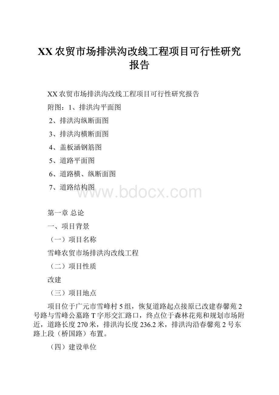 XX农贸市场排洪沟改线工程项目可行性研究报告Word文件下载.docx_第1页