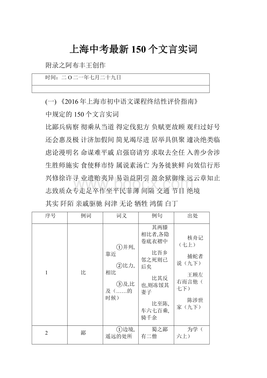 上海中考最新150个文言实词.docx_第1页