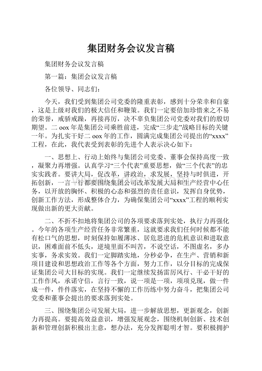 集团财务会议发言稿.docx_第1页