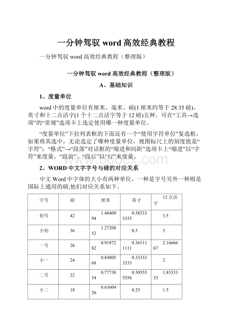 一分钟驾驭word高效经典教程.docx