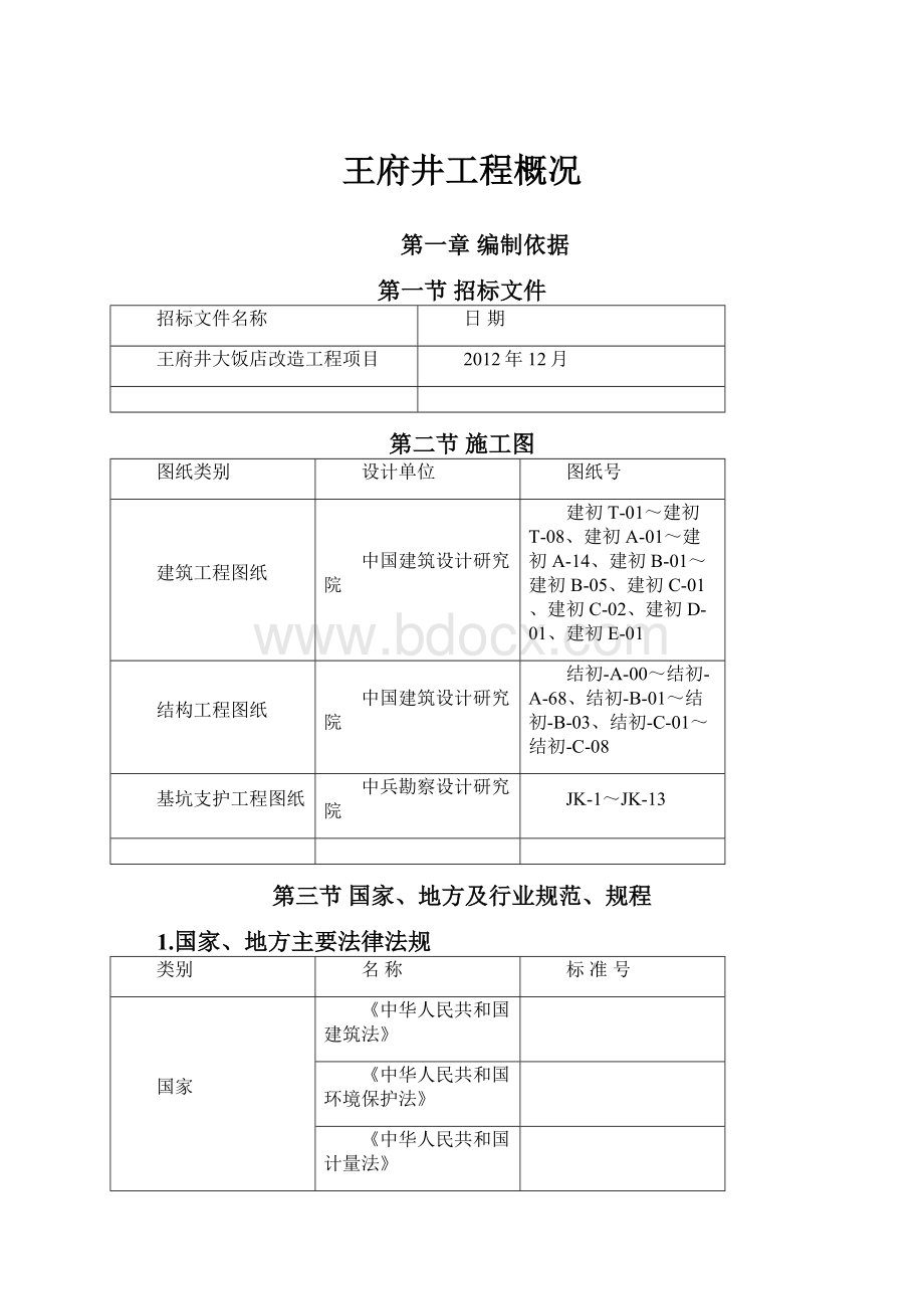 王府井工程概况文档格式.docx