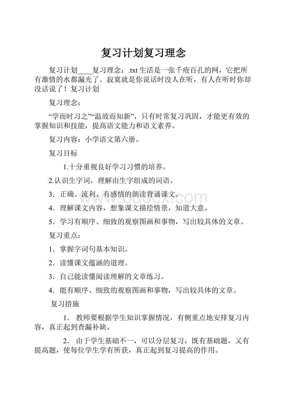 复习计划复习理念Word文件下载.docx