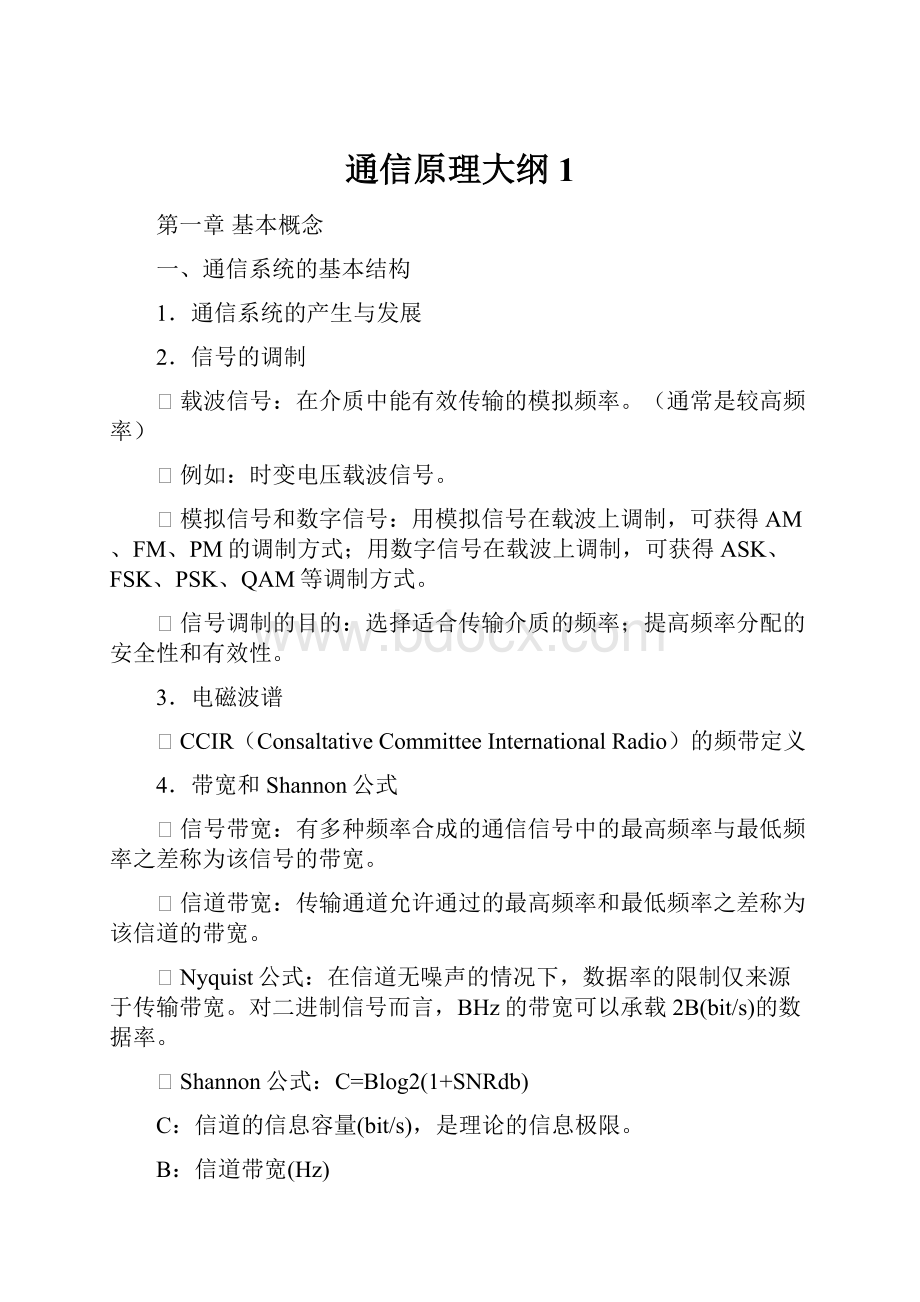 通信原理大纲1文档格式.docx