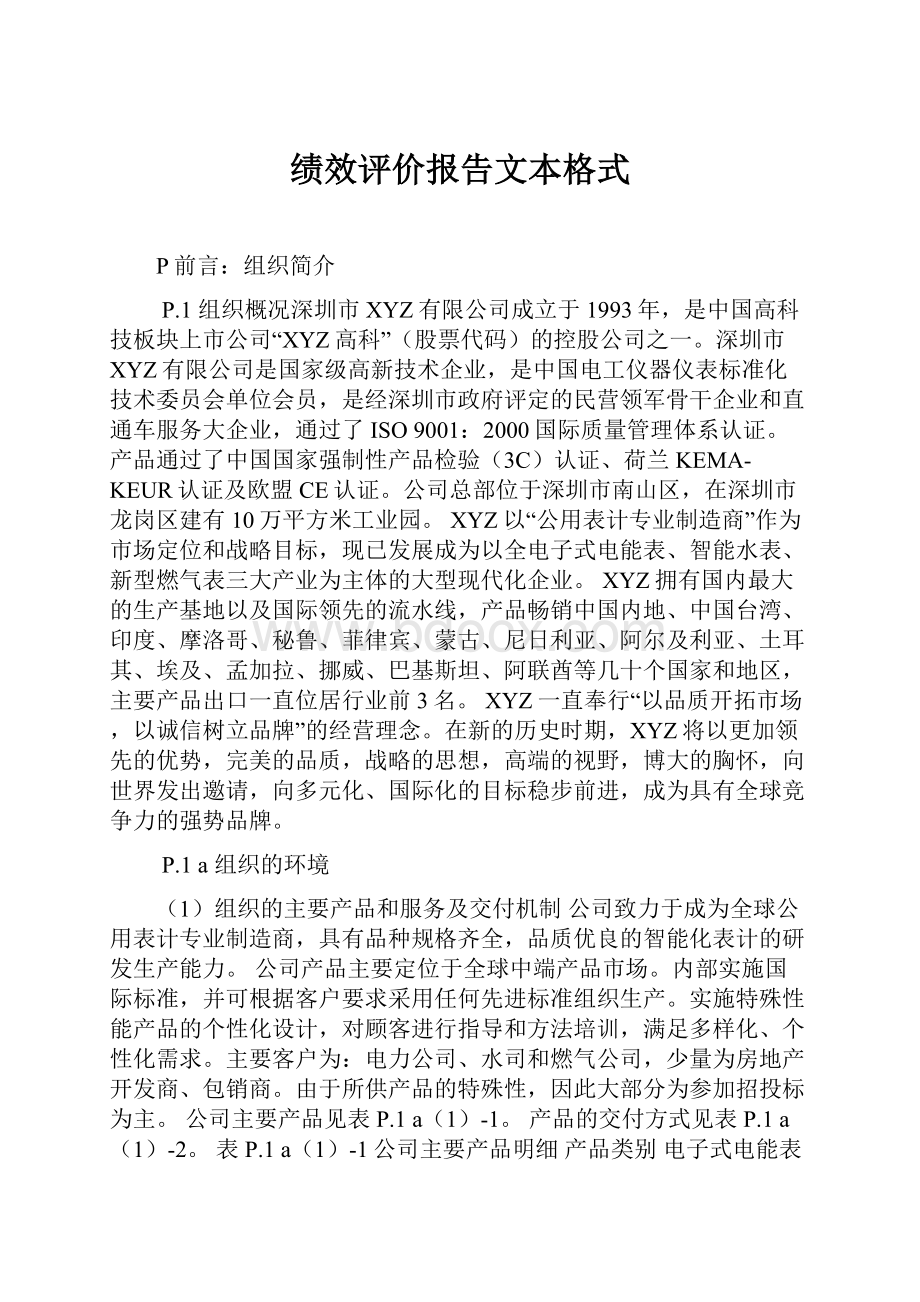 绩效评价报告文本格式文档格式.docx