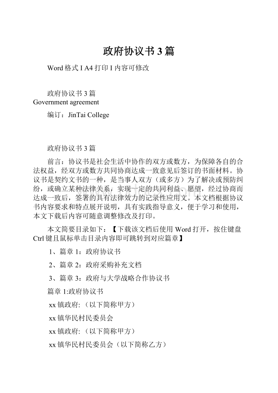 政府协议书3篇Word格式文档下载.docx_第1页