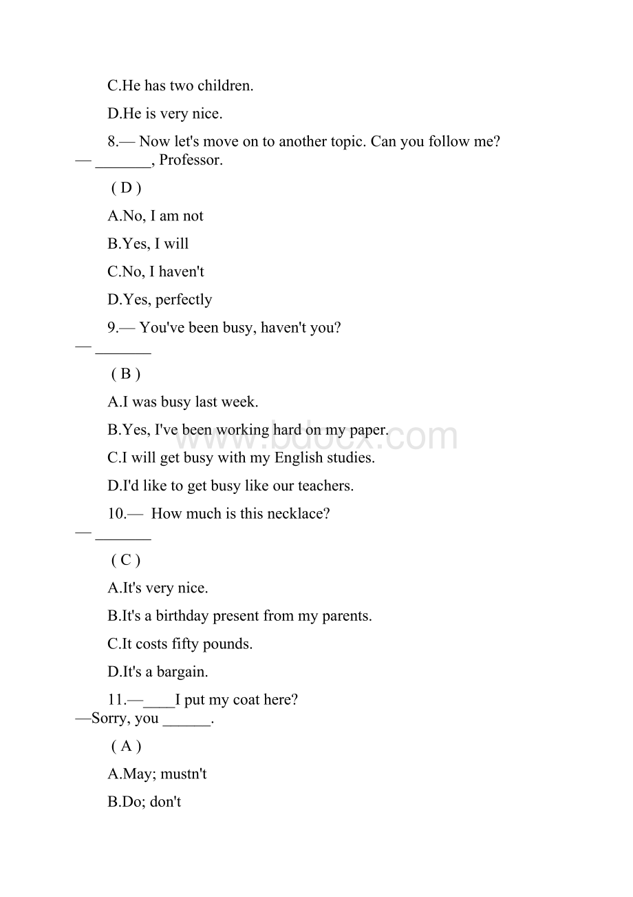 四川大学春大学英语四第一次作业100分.docx_第3页