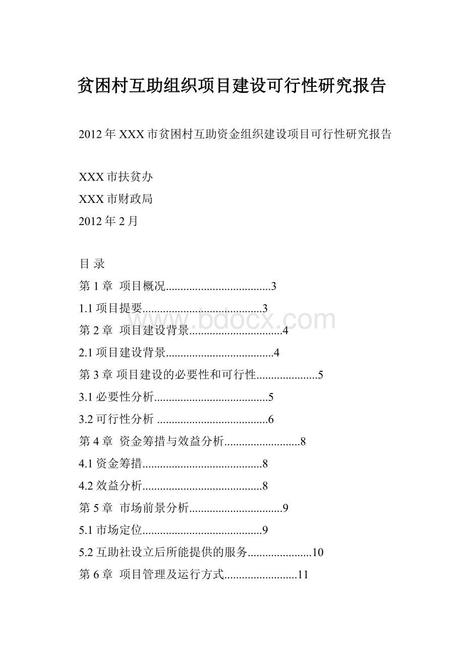 贫困村互助组织项目建设可行性研究报告.docx