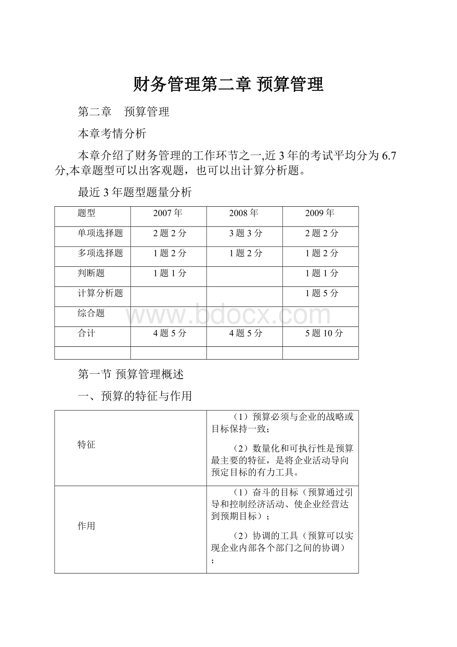 财务管理第二章 预算管理.docx_第1页