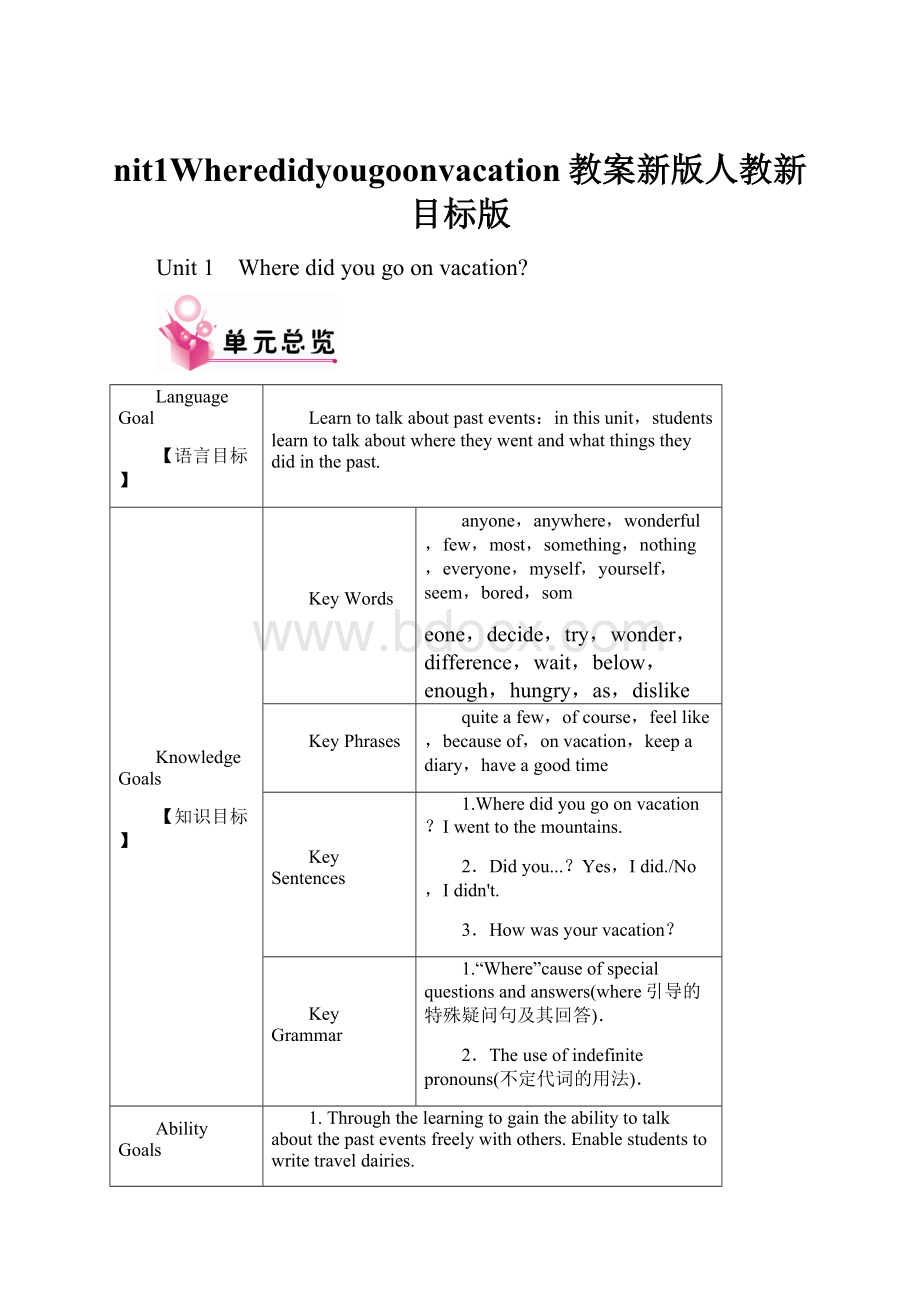 nit1Wheredidyougoonvacation教案新版人教新目标版.docx