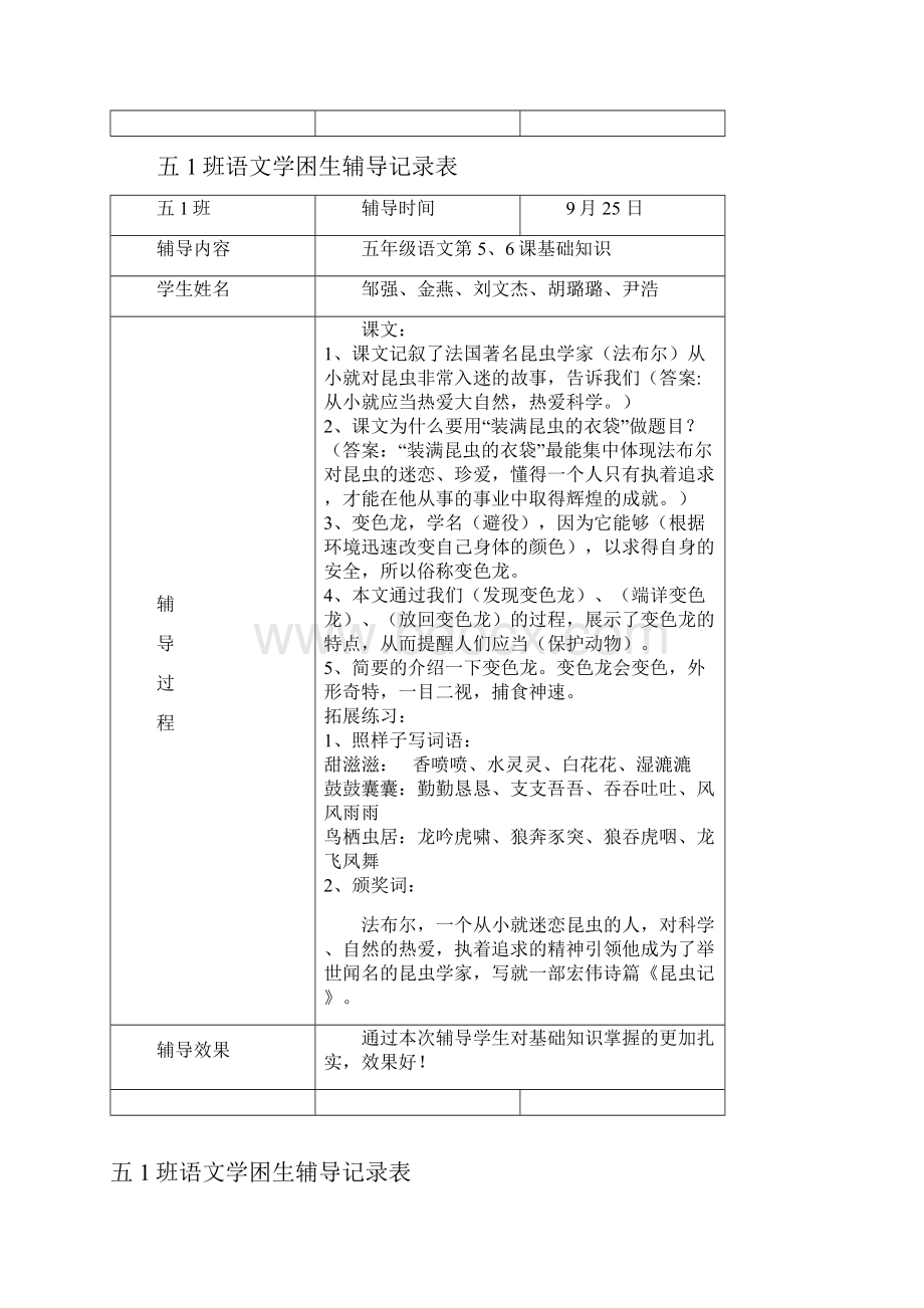 最新五1班语文学困生辅导记录表Word文件下载.docx_第3页