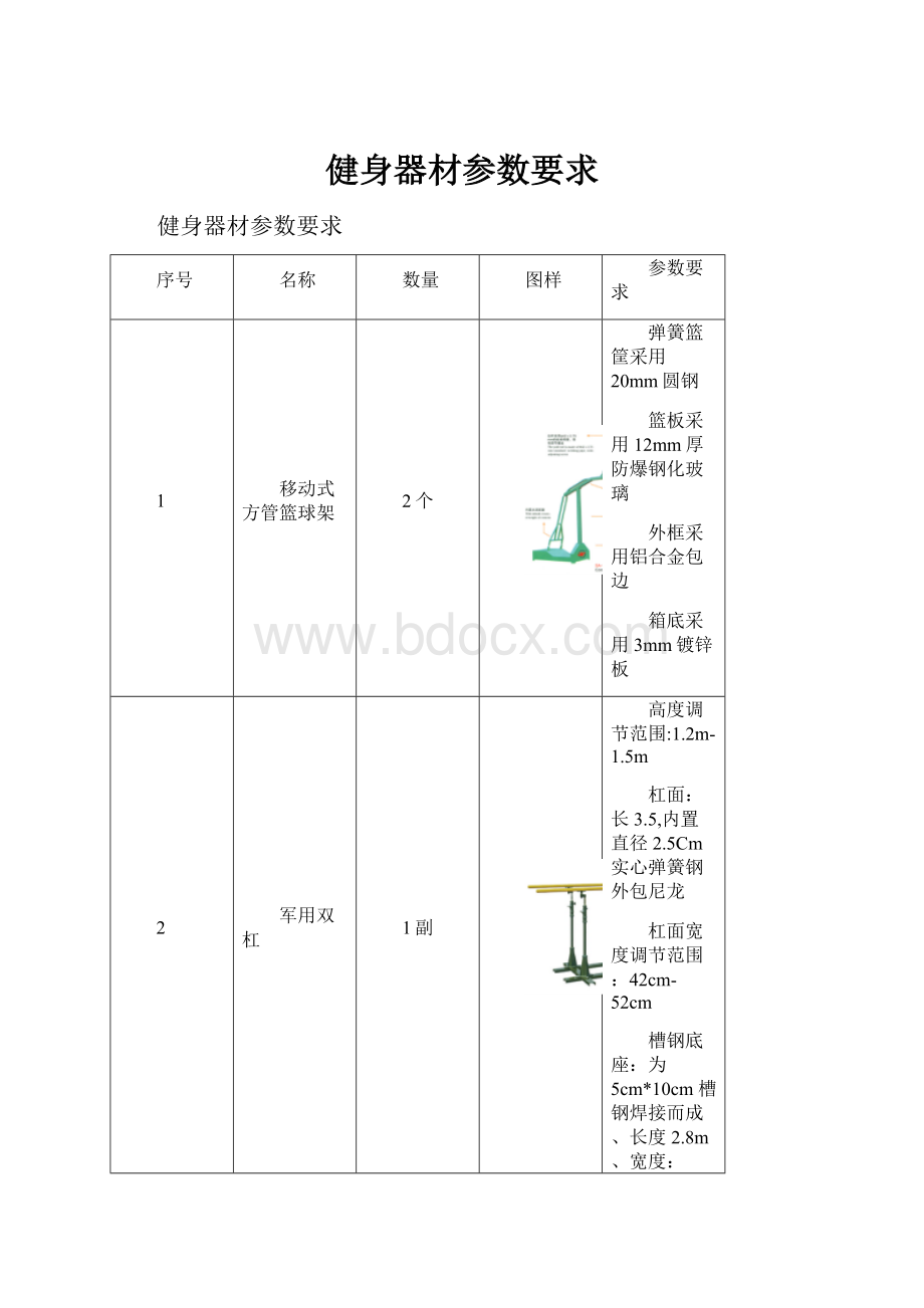 健身器材参数要求.docx_第1页