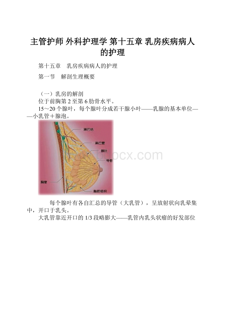 主管护师 外科护理学 第十五章 乳房疾病病人的护理.docx