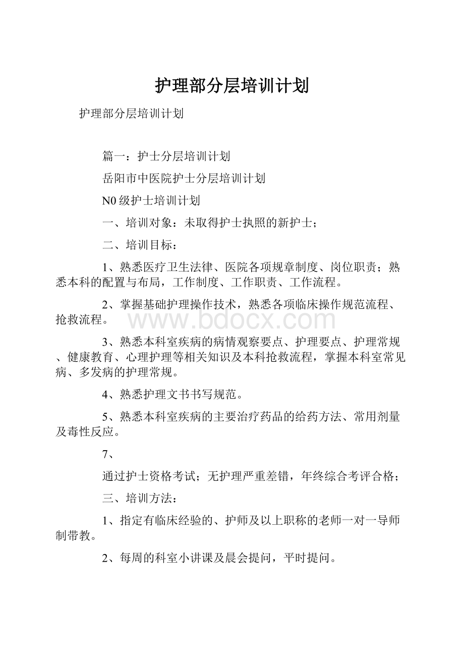 护理部分层培训计划.docx_第1页