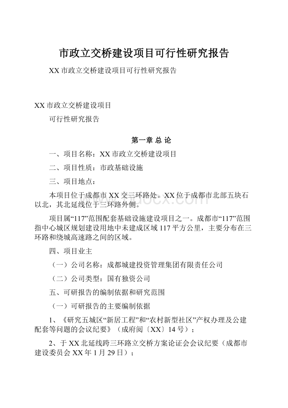 市政立交桥建设项目可行性研究报告Word格式.docx