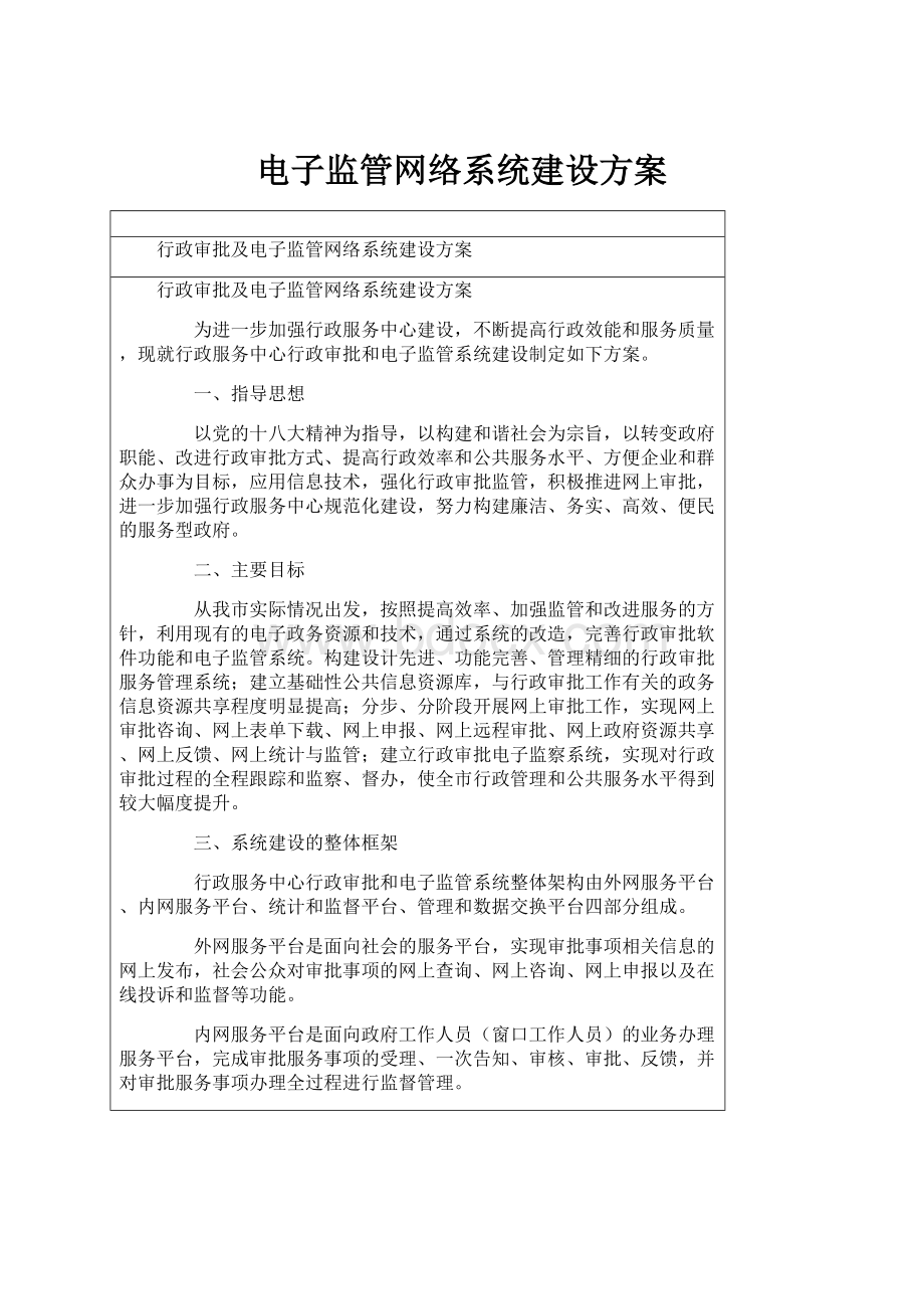 电子监管网络系统建设方案Word文档格式.docx_第1页