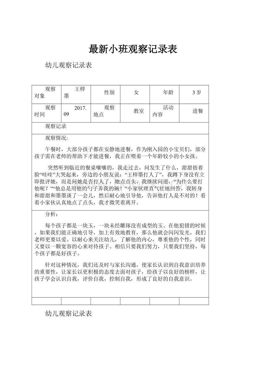 最新小班观察记录表.docx_第1页